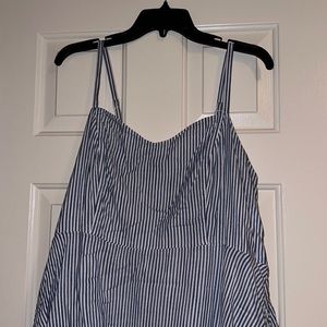 Blue and white pinstripe dress